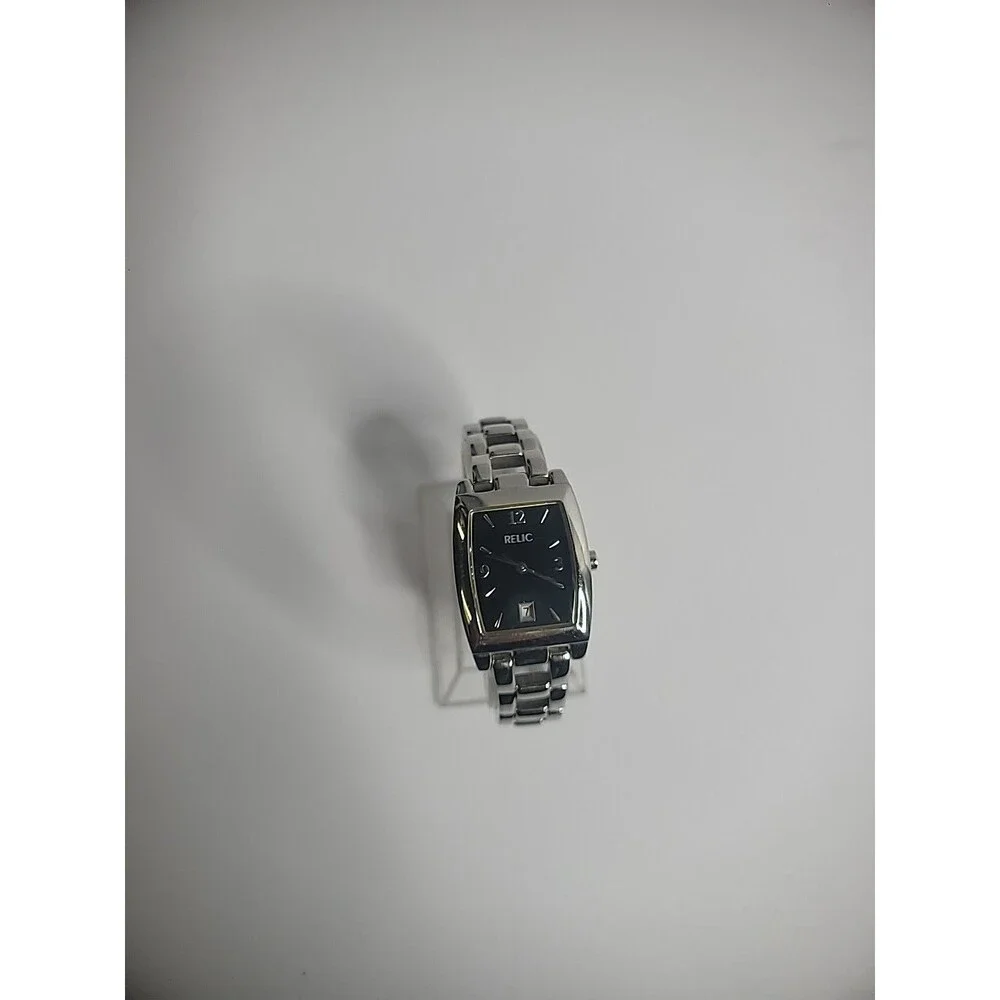 Vintage Relic Womens Wristwatch Watch Black Silver Tone‎ Date Analog